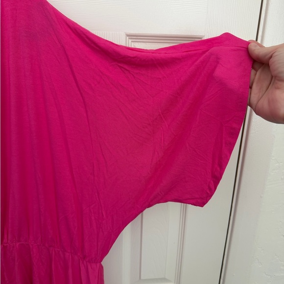 white birch One-Shoulder Fuchsia Peplum Blouse - Picture 4 of 6